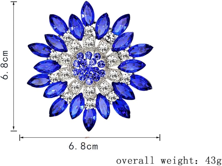 Rhinestone Sunflower Brooch for Women Sparkling Cubic Zirconia Flower Brooch Pin Elegant Large Crystal Floral Lapel Pin Dainty Clothing Hat Bag Accessories Christmas Wedding Bridal Birthday Jewelry