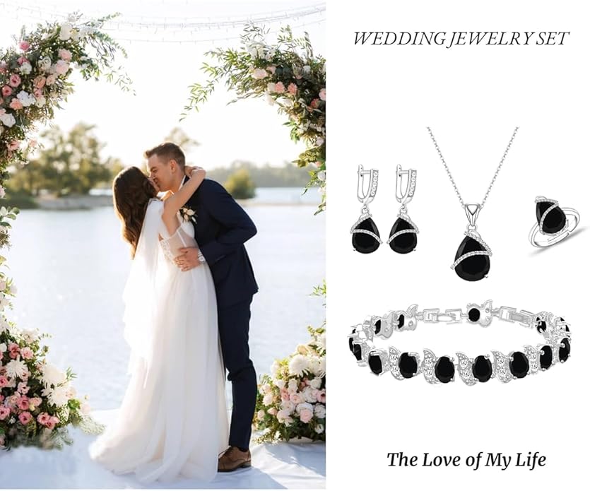 ZCGJWE Wedding Jewelry Set for Women Gem Necklace Earrings Bracelet Luxury Jewelry Set Birthday Valentine's Day Mother's Day Christmas Prom Jewelry Gift