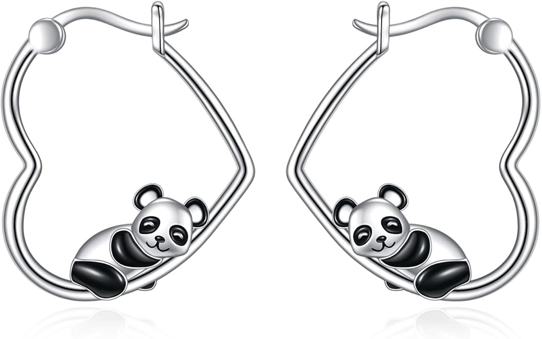 YFN Animal Earrings Sterling Silver Animal Heart Hoop Dangle Earrings Cute Jewelry Gifts for Women