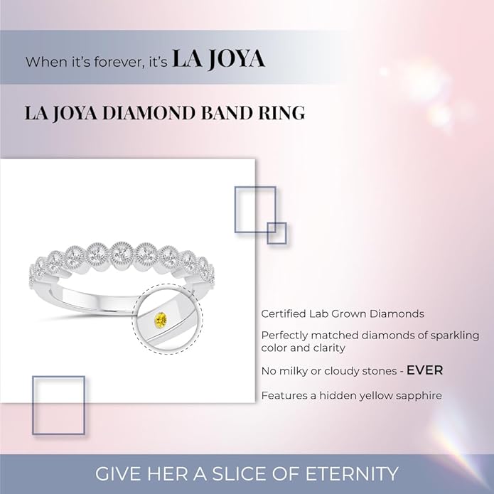Lab Grown Diamond Wedding Bands for Women | 10K White and Yellow Gold 1/4-1/2 CTTW Certified Diamond Anniversary RIng and Stackable Bands | Variety of Designs to Choose From