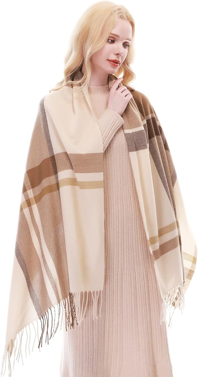 RIIQIICHY Plaid Scarf for Women Fall Winter Pashmina Scarves Wraps for Cold Weather Warm Large