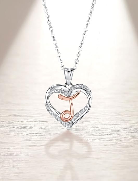 INFUSEU Unique Initial Necklaces for Women Girls Small Heart Letter Jewelry, Meaningful Personalized Gifts