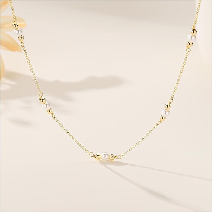 Yoosteel Dainty Gold-plated Clover Pearl Heart Butterfly Star flower Choker Necklace for Women - 14K Gold Plated Cubic Zirconia Pendant Station Necklaces for Women Teens Trendy Prom Jewelry Gifts