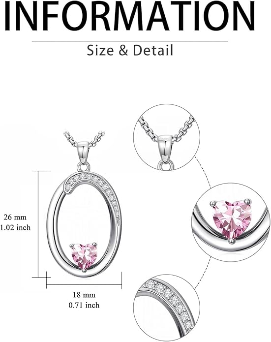 Christmas Gifts for Women Alphabet A to Z Initial Birthstone Pendant Necklaces for Women - 18k White Gold Plated Personalized Name Jewelry Valentine Mothers Day Birthday Gifts for Women Her Girlfriend