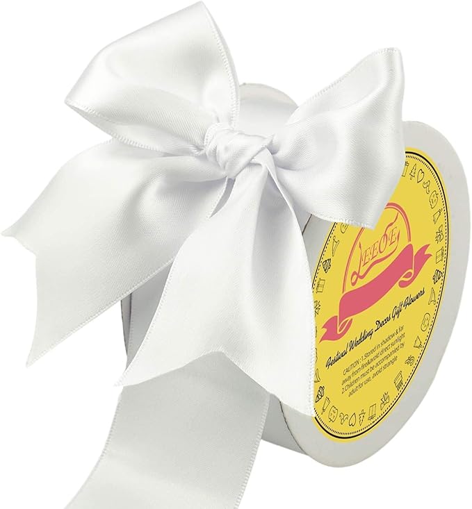 LEEQE Double Face Satin Ribbon 2 inch X 25 Yards Polyester White Ribbon for Gift Wrapping Very Suitable for Weddings Party Hair Bow Invitation Decorations and More