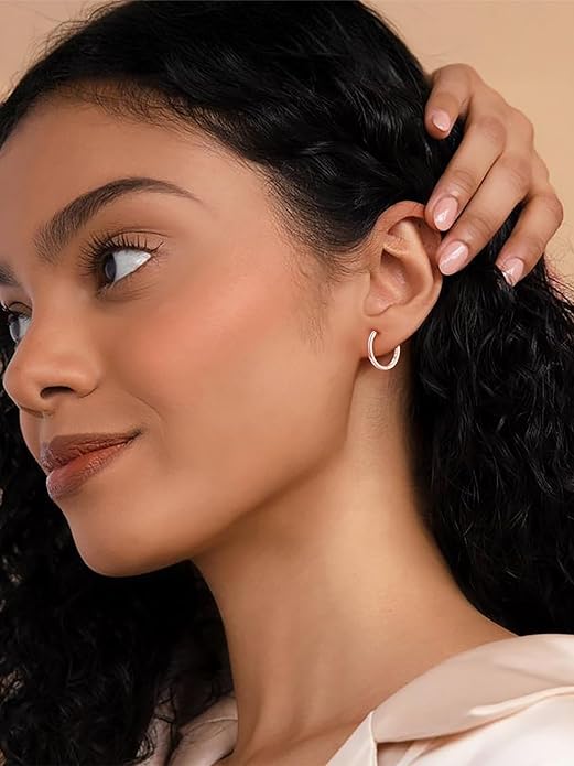 Silvora 925 Sterling Silver Small Hoop Earrings for Women Huggie Earrings Hypoallergenic Cartilage Earrings Tiny Hoops 6mm/8mm/10mm/12mm/14mm/16mm/18mm/20mm