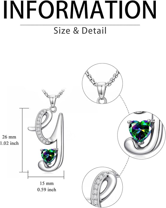 Christmas Gifts for Women Alphabet A to Z Initial Birthstone Pendant Necklaces for Women - 18k White Gold Plated Personalized Name Jewelry Valentine Mothers Day Birthday Gifts for Women Her Girlfriend