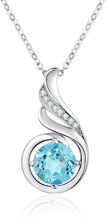 TANGPOET Birthstone Gemstone Necklaces for Women 925 Sterling Silver Dainty Pendant Jewelry Valentines Mothers Day Christmas Birthday Gifts for Mom Girlfriend Wife Daughter