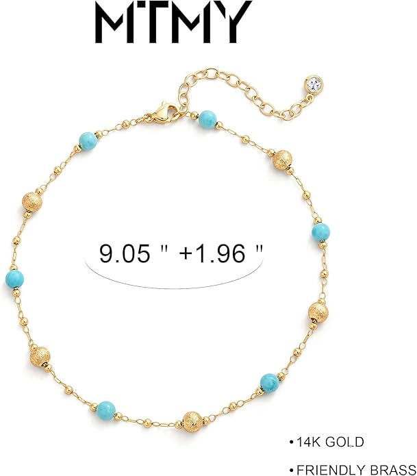 MTMY Gold Anklets for Women 14K Gold Plated Tiny Bead Anklet Colorful Tassel Foot Chain Dainty Adjustable Cute Summer Beach Boho Anklets Jewelry Gift