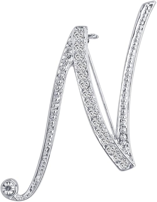 LiaSun A-Z 26 Letters Pins Brooches Silver Plated Metal Broaches Pins-Clear Crystal Initial Breastpin