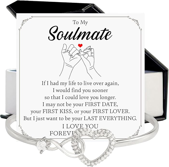 To My Soulmate Bracelet For Women With Heartfelt Message Card & Elegant Box, Bracelet For Girls, Soulmate Birthday, Wedding, Christmas Jewelry Gift From Boyfriend, Husband