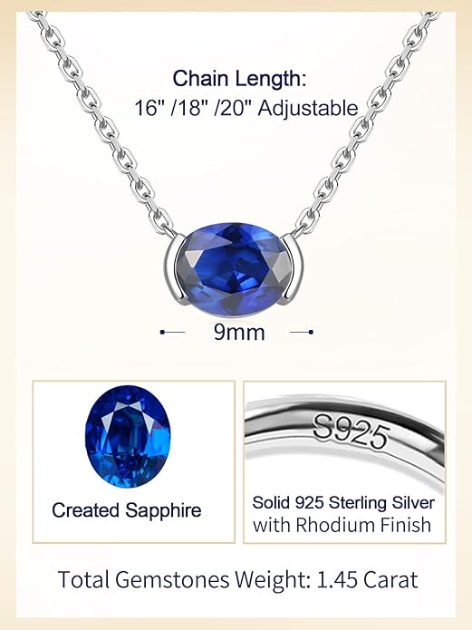 CYW Moissanite/Ruby/Sapphire/Emerald Dainty Pendant Necklace for Women, Novelty Design, Really Authentic Solid 925 Sterling Silver, 16"/18"/20" Adjustable, Birthday Anniversary Valentines Gift