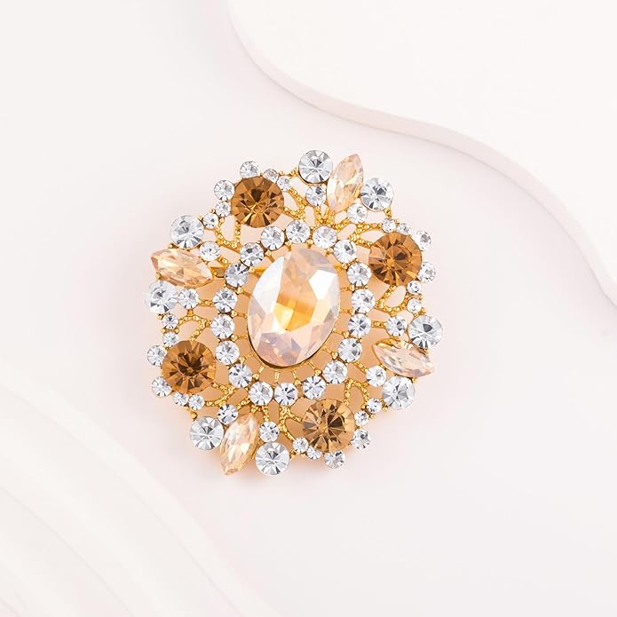 LAXPICOL Vintage Clear Austrian Crystal Brooch Pin for Women Elegant Wedding Bridal Brooches Broach Pin 1.69"*1.39"