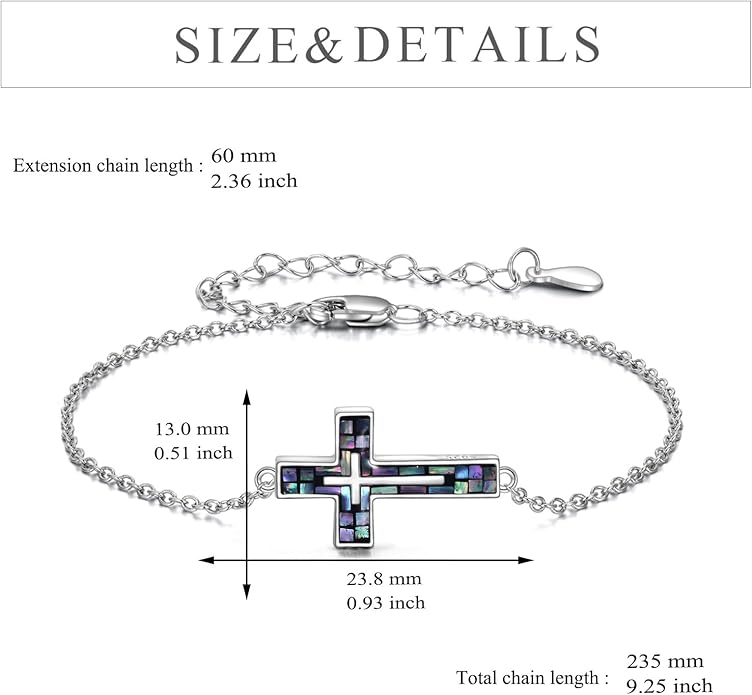 YFN Cross Bracelet Sterling Silver Religious Cross Bracelet Jewelry Gift for Women Men