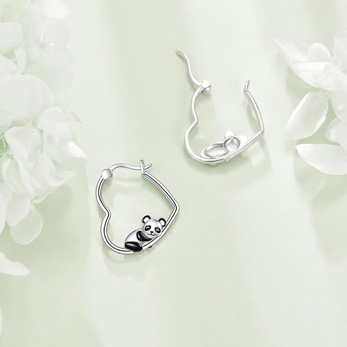 YFN Animal Earrings Sterling Silver Animal Heart Hoop Dangle Earrings Cute Jewelry Gifts for Women