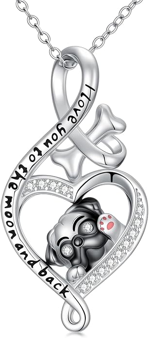 Dog Cat Necklace Pendant 925 Sterling Silver Pet Jewelry Gifts for Women