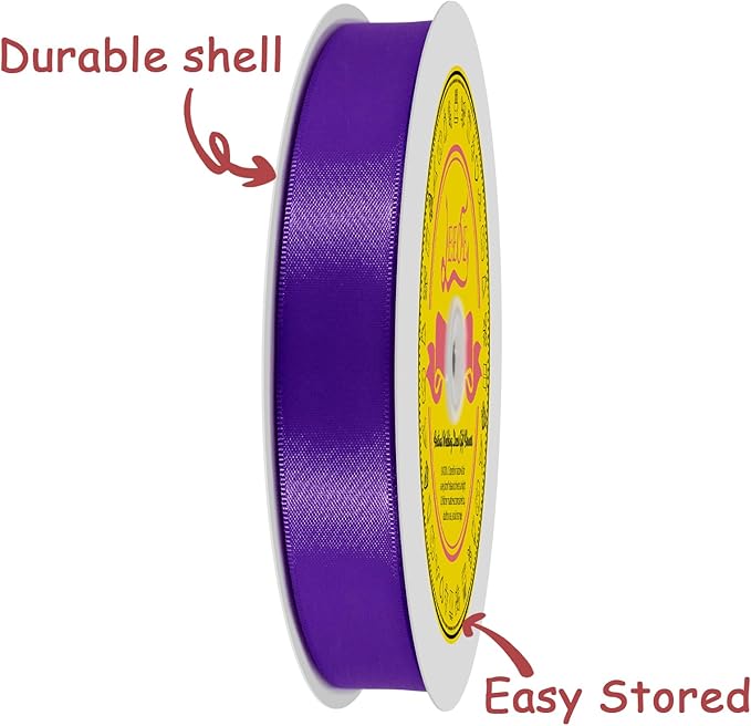 LEEQE Purple Satin Ribbon 7/8 inch X 100 Yards Polyester Ribbon for Gift Wrapping Very Suitable for Weddings Party Hair Bow Invitation Decorations and More