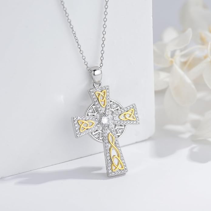 Cross Necklace for Women 925 Sterling Silver Cross Pendant Religious Christian Jewelry Faith Easter Gifts for Wife