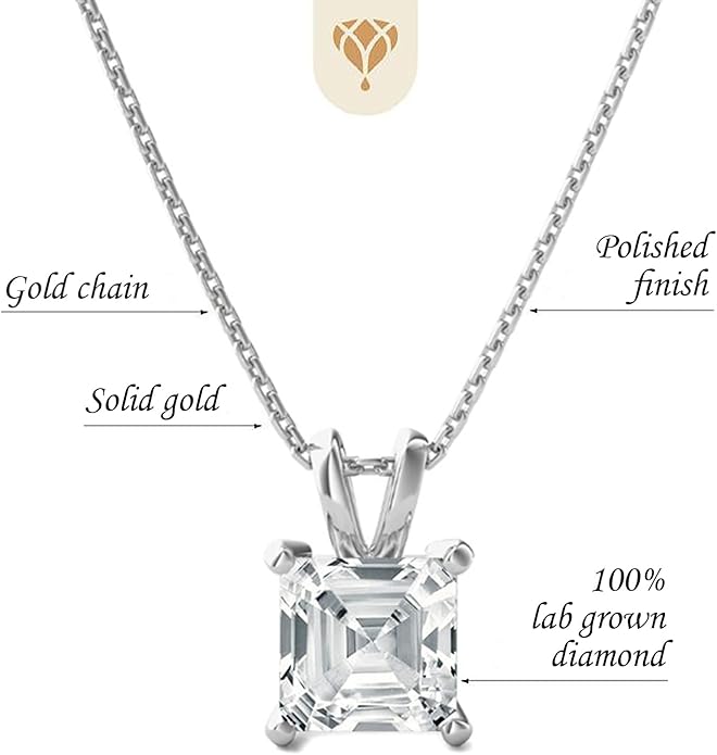 The Diamond Deal 1/4 Carat - 5 Carat | IGI Certified Lab Grown Diamond Pendant Necklace For Women | 14K White, Yellow Or Rose Gold | Lab Created Solitaire Lab-Grown Diamond Pendant Necklace