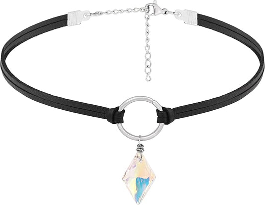 Sacina Crystal Black Choker for Women, Boho Gothic Necklace, Goth Choker Christmas Jewelry Gift