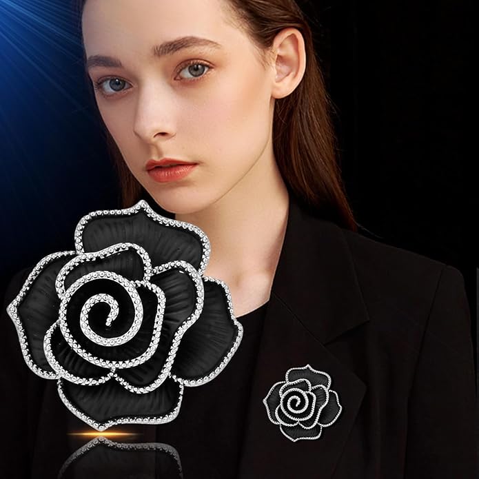 UNVAK Rhinestone Flower Brooch - Crystal Flower Pin for Women - Valentine's Day & Mother's Day Gift