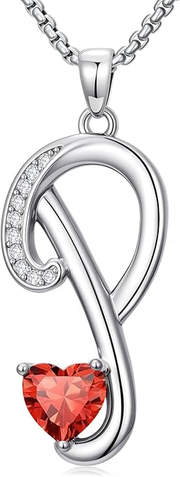 Christmas Gifts for Women Alphabet A to Z Initial Birthstone Pendant Necklaces for Women - 18k White Gold Plated Personalized Name Jewelry Valentine Mothers Day Birthday Gifts for Women Her Girlfriend