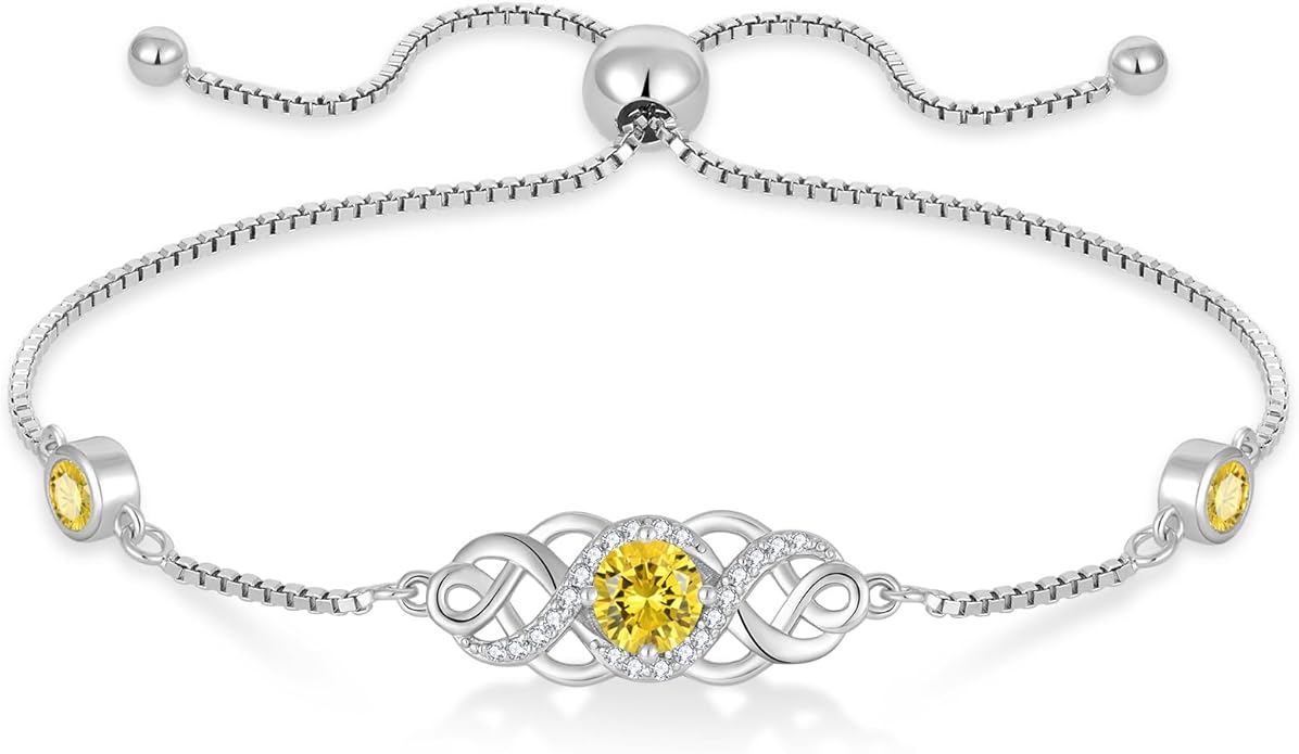 Infinity Celtic Knot Bracelet 925 Sterling Silver Birthstone Bracelet Irish Jewelry for Women