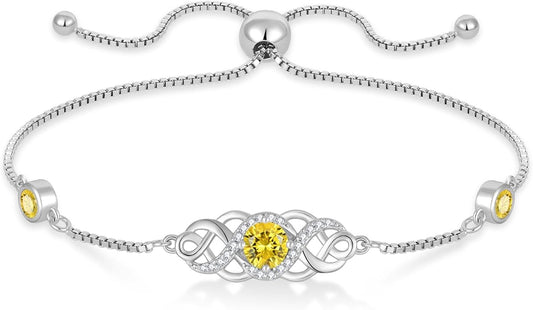 Infinity Celtic Knot Bracelet 925 Sterling Silver Birthstone Bracelet Irish Jewelry for Women