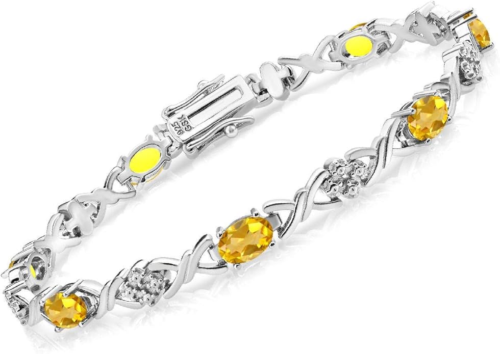 Gem Stone King 2-4 Cttw Infinity Link Gemstone Birthstone Tennis Bracelet for Women | 925 Sterling Silver | Oval 6X4MM | 7 Inch with Secure Clasp | Fine Jewelry for Her Mom Wife Anniversary