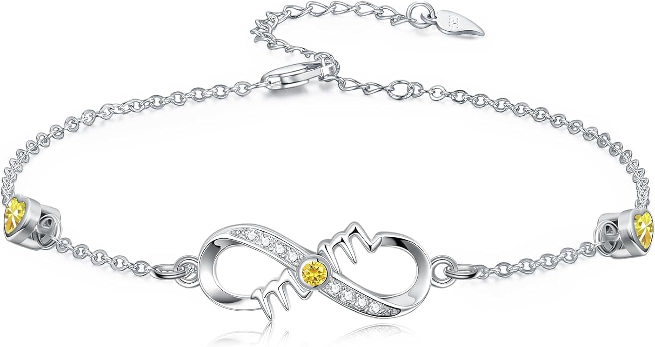 Dorunmo Infinity Bracelet Mom Bracelet 925 Sterling Silver 14K Gold Plated Infinity Heart Anklet for Women Christmas Jewelry Gifts for Wife Mom Daughter