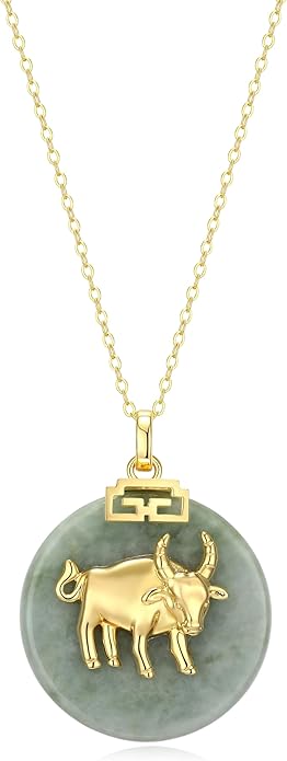 ETERNAL JADE .925 Sterling Silver 18K Gold Plated Chinese Zodiac Sign Pendant Necklaces for Women - Hypoallergenic Genuine Green Jade Gold Necklace for Women Zodiac Year Jewelry, 18 inch Chain