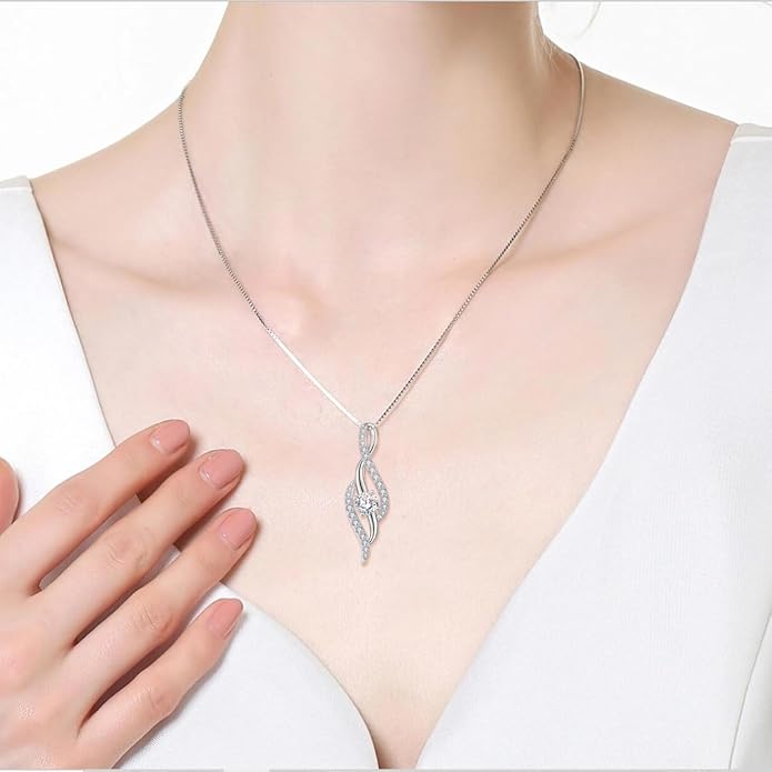 Women Infinity Necklace 925 Sterling Silver Twist Birthstone Pendant with Chain 5A Cubic Zirconia Jewelry