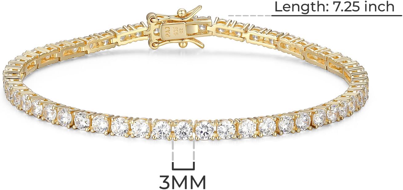 Amazon Essentials Plated Sterling Silver Round Cut Cubic Zirconia Tennis Bracelet