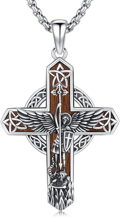 Midir&Etain Cross Necklace 925 Sterling Silver Celtic Christian Pendant Religious Protection Jewelry for Women Men