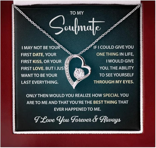 To My Beautiful Soulmate Necklace Romantic Gift for Girlfriend Wife With Message Card & Gift Box, Perfect for Anniversary Birthday Christmas or Valentine’s Day