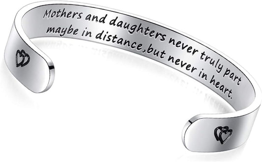 TONY & SANDY Inspirational Bracelets for Women Teen Girls Personalized Gifts for Daughter Granddaughter Mom Sister Friends Stainless Steel Engraved Cuff Birthday Easter Christmas