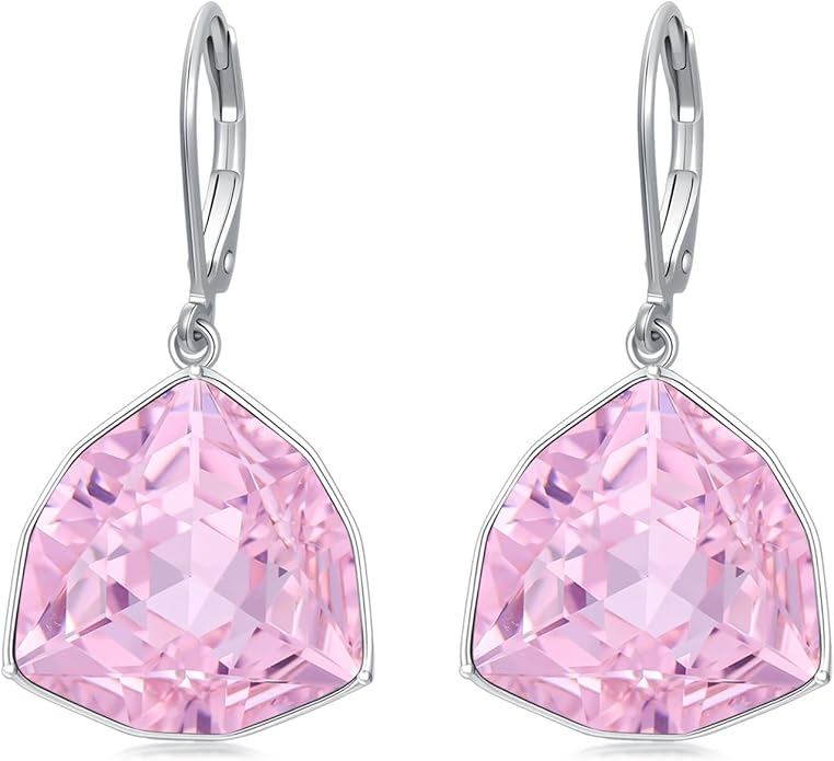 TOUPOP Leverback Earrings for Women Sterling Silver Simple Geometric Birthstone Dangle Drop Earrings Jewelry Christmas Valentine Mothers Day Birthday Gifts for Women Her Wife