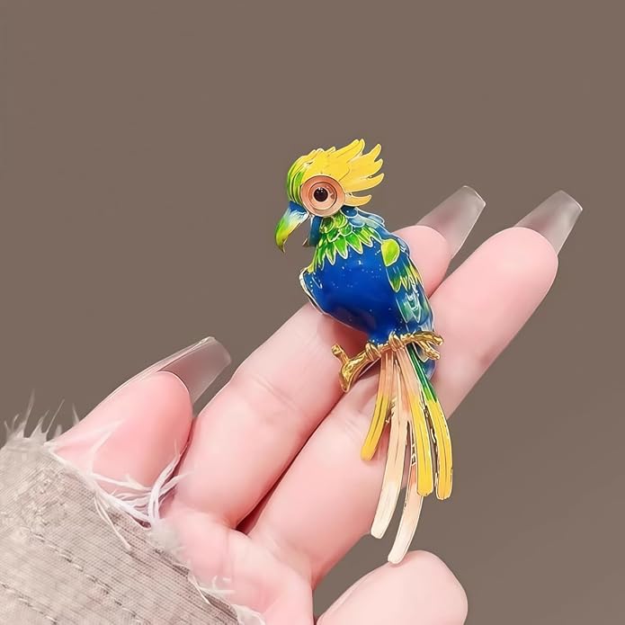 CJFENGD Brooches for Women,Colorful Parrot Brooch, Enamel Tropical Bird Pin, Women's Brooches & Pins,Vivid Animal Jewelry for Women Coat/Dress/Gift