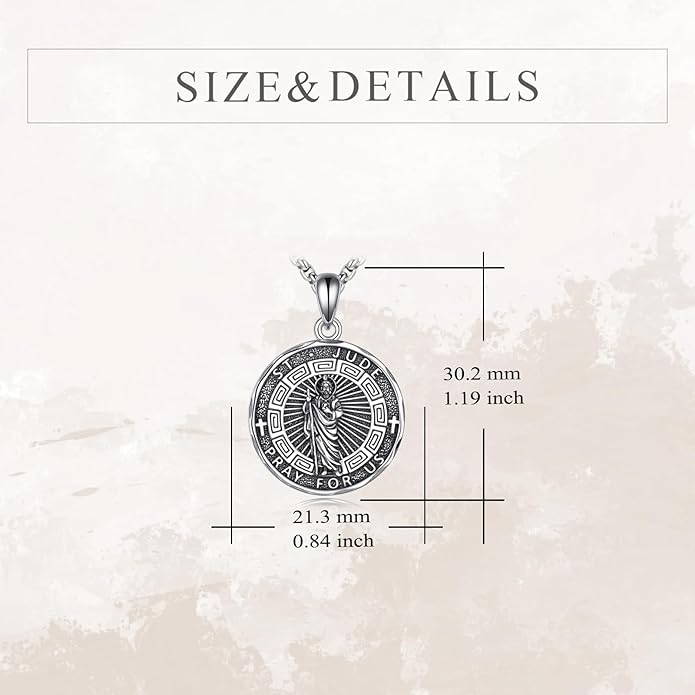YFN Patron Saint Necklace Sterling Silver Amulet Medal Pendant Religious Protector Jewelry Gifts for Women Men