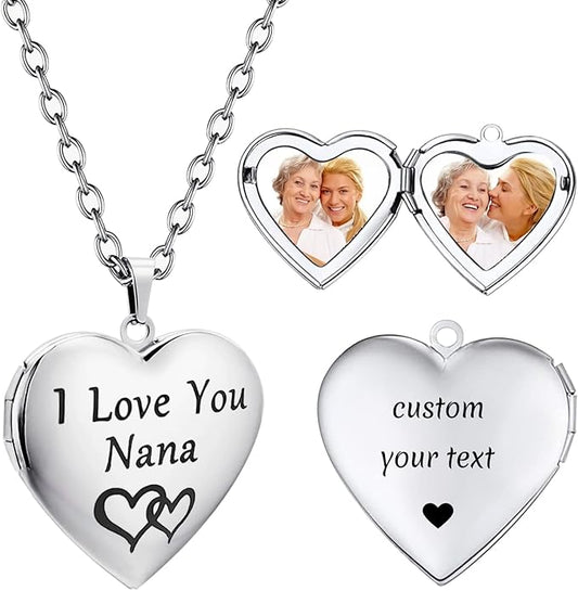 PHOCKSIN Personalized Locket Necklace for Women Photo Necklace with Customized Picture Birth Flower Birthstone New Years Gifts for Women
