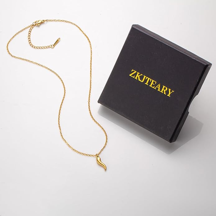 18k Gold Plated Necklace for Women Trendy Dainty Charm Evil eye Italian horn hummingbird starfish seashell bow elephant snake butterfly ladybug PendentMinimalist Delicate Jewelry for Women