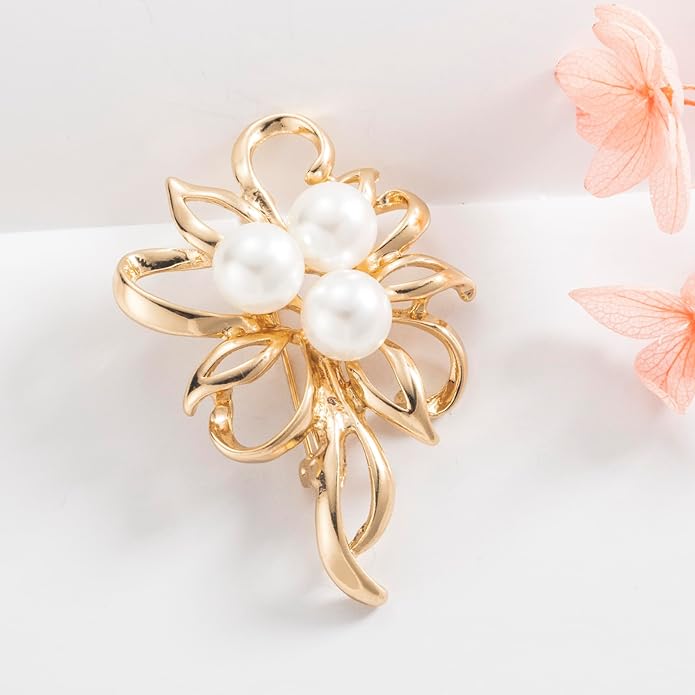 HAISWET Flower Simulated Pearl Elegant Brooch Pins Jewelry Wedding