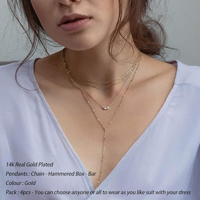 Turandoss Gold Layered Necklaces for Women - 14K Gold Plated Handmade Multilayer Bar Pearls Coin Disc Moon Butterfly Medallion Adjustable Dainty Layered Choker Necklaces for Women Jewelry