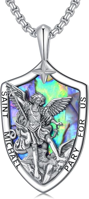 Taioiat Saint Necklace 925 Sterling Silver St Necklace Amulet Pendant Jewelry Religious Gift for Men Women