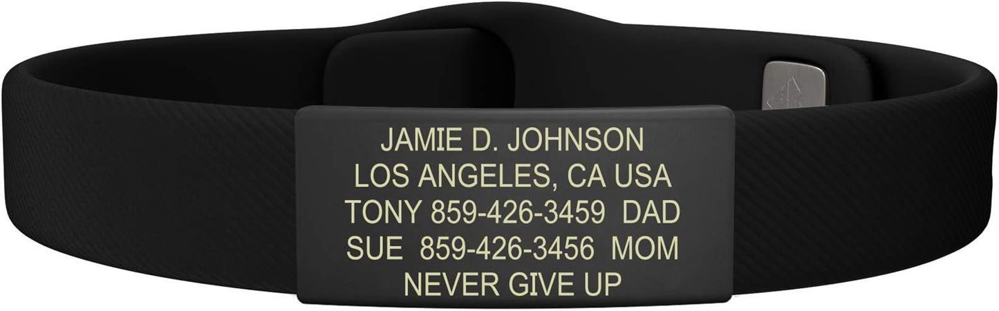 ROAD iD - Official ID Bracelet - The Wrist ID Elite - Silicone Pin-Tuck - for Athletes