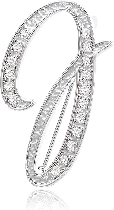 Cicy Bell A-Z Initial 26 Letter Brooch Pins 18k Gold Plated Cubic Zirconia Breastpin Name Personalized Gifts for Women Men