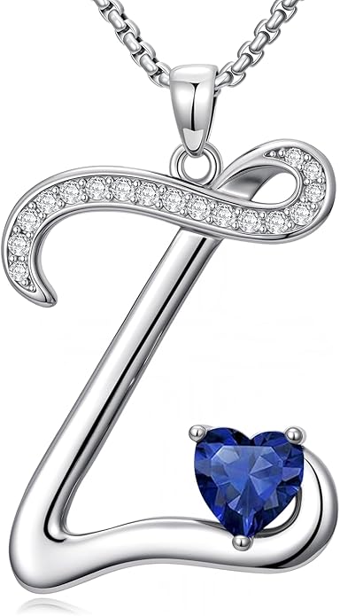 Christmas Gifts for Women Alphabet A to Z Initial Birthstone Pendant Necklaces for Women - 18k White Gold Plated Personalized Name Jewelry Valentine Mothers Day Birthday Gifts for Women Her Girlfriend