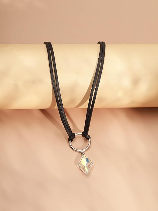 Sacina Crystal Black Choker for Women, Boho Gothic Necklace, Goth Choker Christmas Jewelry Gift