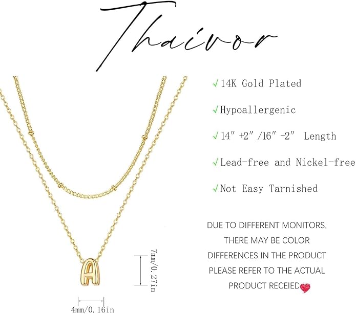 Bubble Letter Necklace Layered Initial Necklaces for Women Dainty Cute Choker Pendant Stack Jewelry Teen Gift Trendy Stuff