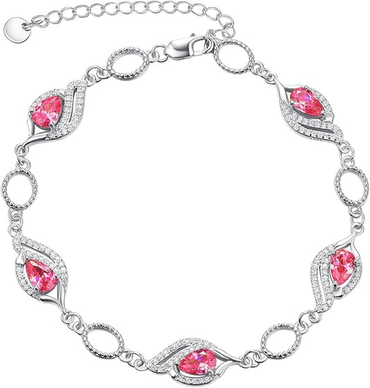 PRAYMOS Birthstone Bracelets for Women Mom Mother's Grandma Sterling Silver Women's Bracelets Birthstone Jewelry Gifts